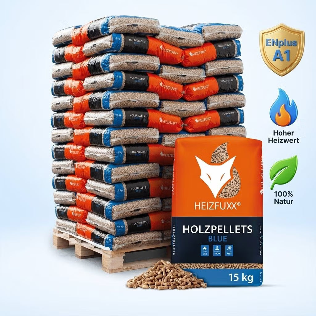 Heizfuxx Blue ENplus A1 Holzpellets – 975 kg Palette (65 × 15 kg) – Bild 2