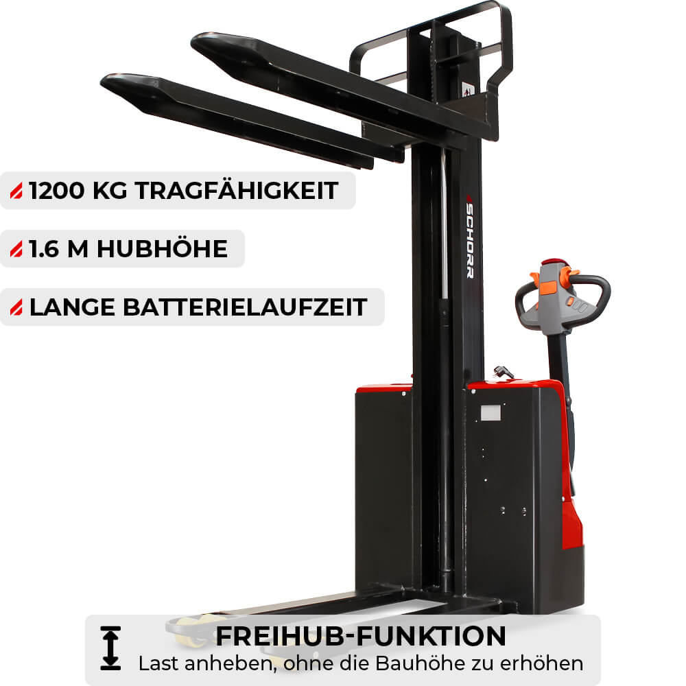 SCHORR Elektro-Hochhubwagen 1200 kg Monomast, Hub 1,6 m – Bild 3