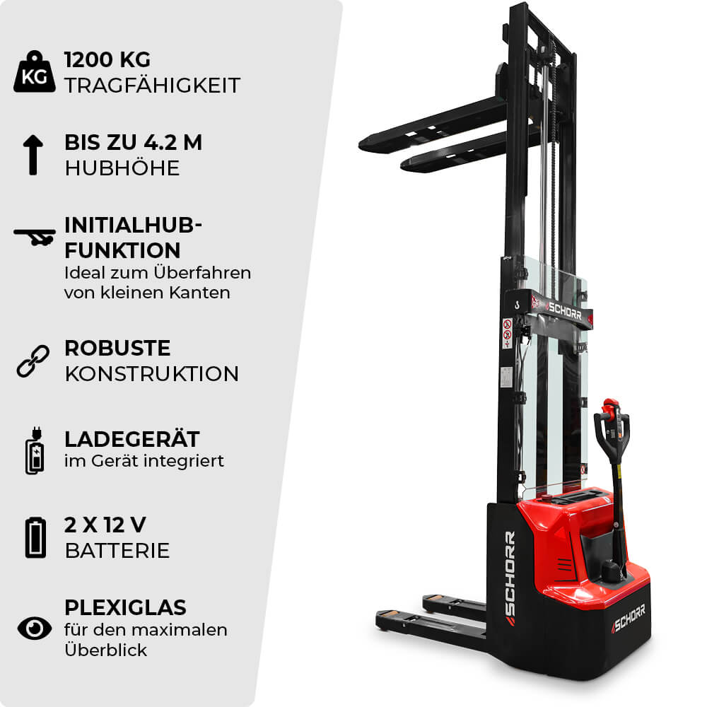 SCHORR Elektro-Hochhubwagen PRO+ Initialhub 1200 kg, 2,9–4,2 m – Bild 2
