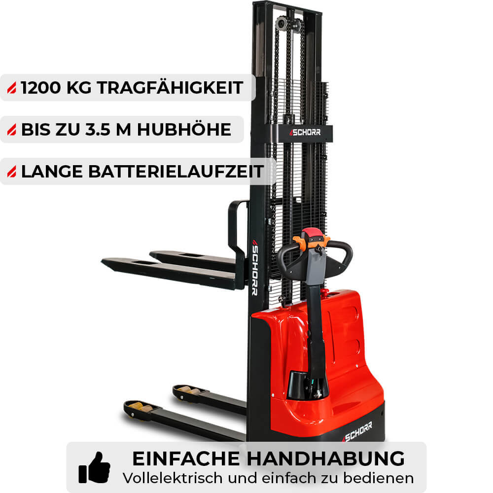 SCHORR Elektro-Hochhubwagen 1200 kg, Hubhöhe 2,5–3,5 m – Bild 4