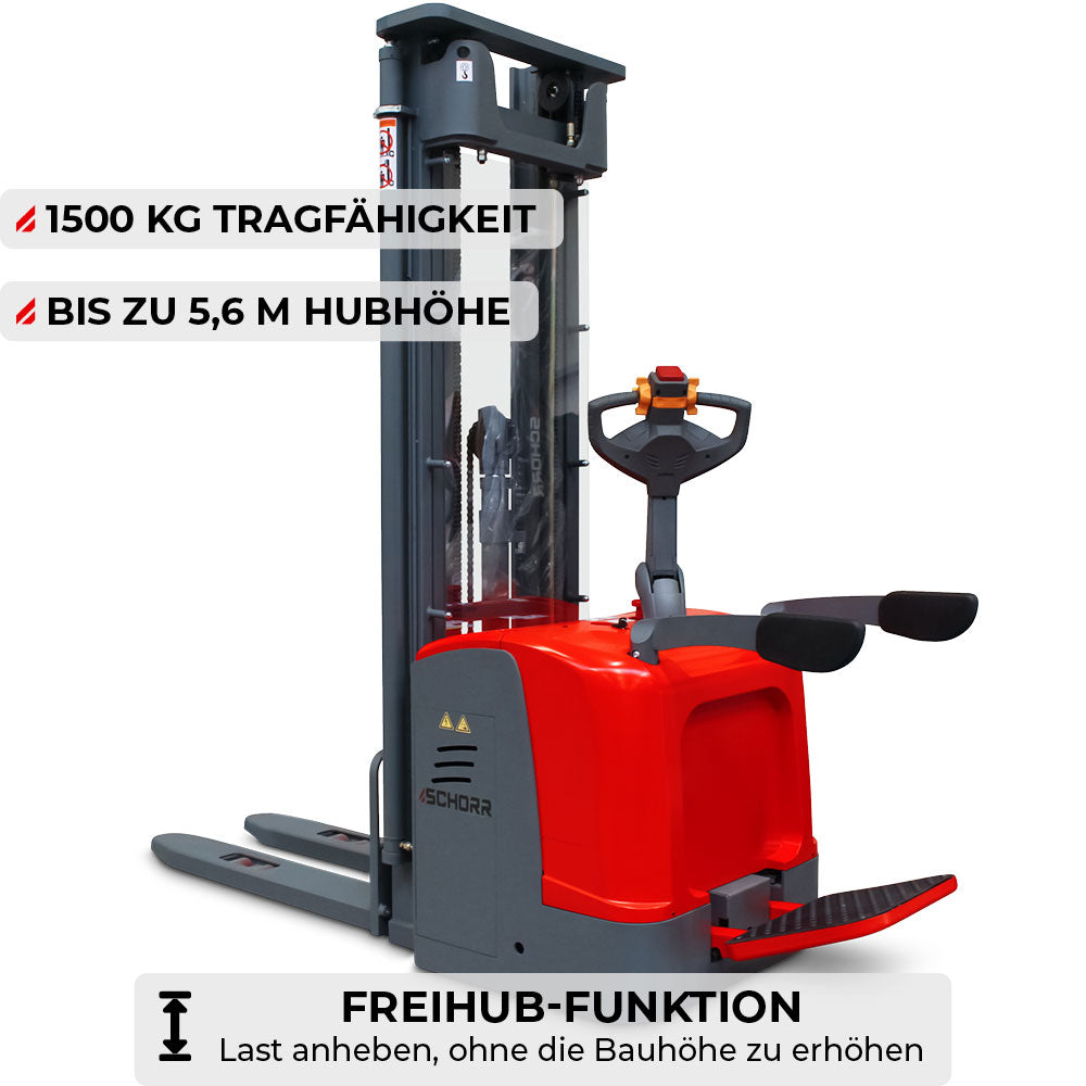SCHORR Elektro-Hochhubwagen Ultra 1500 kg, Hub 5,0–5,6 m – Bild 3