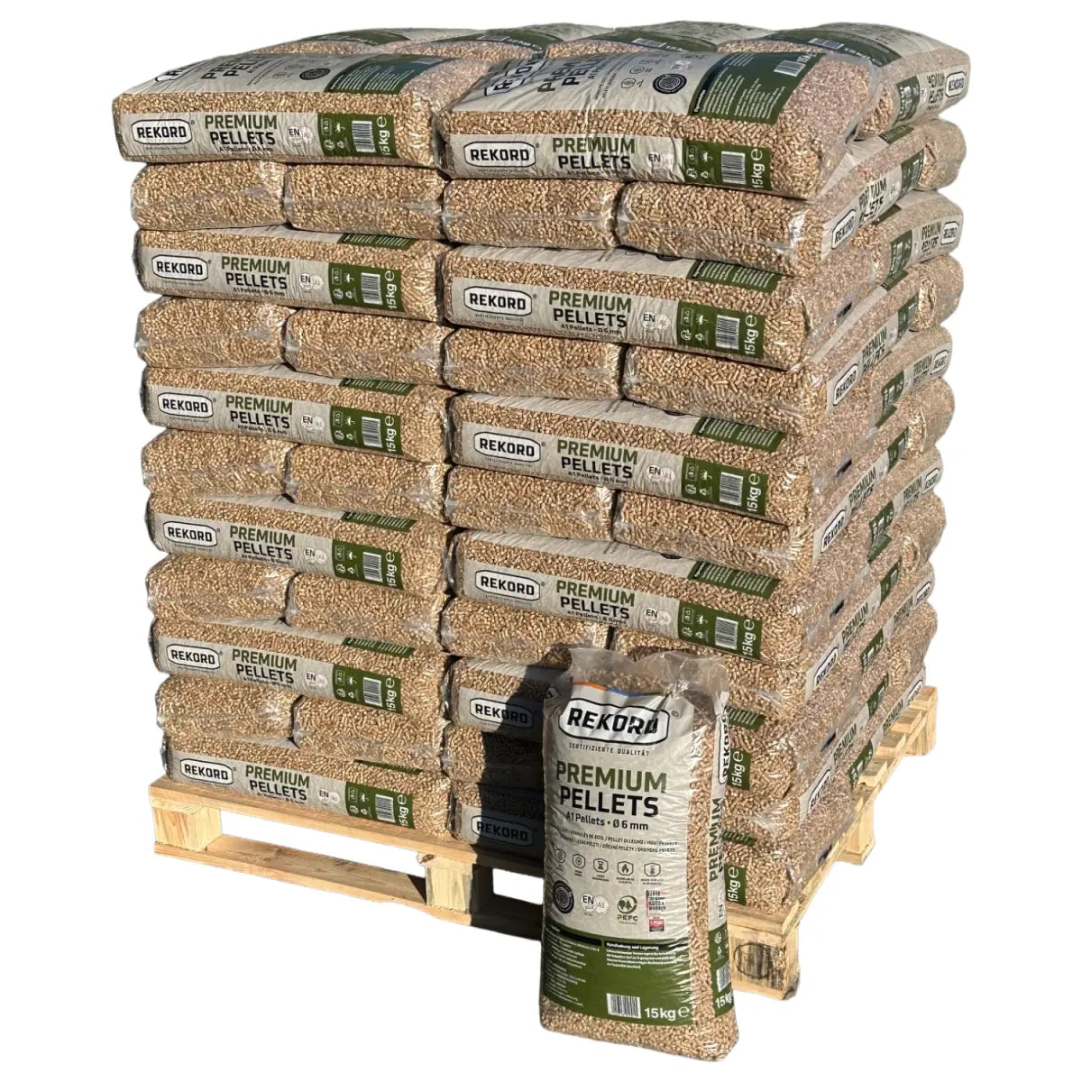 REKORD Premium Holzpellets A1 ENplus – 990 kg Palette