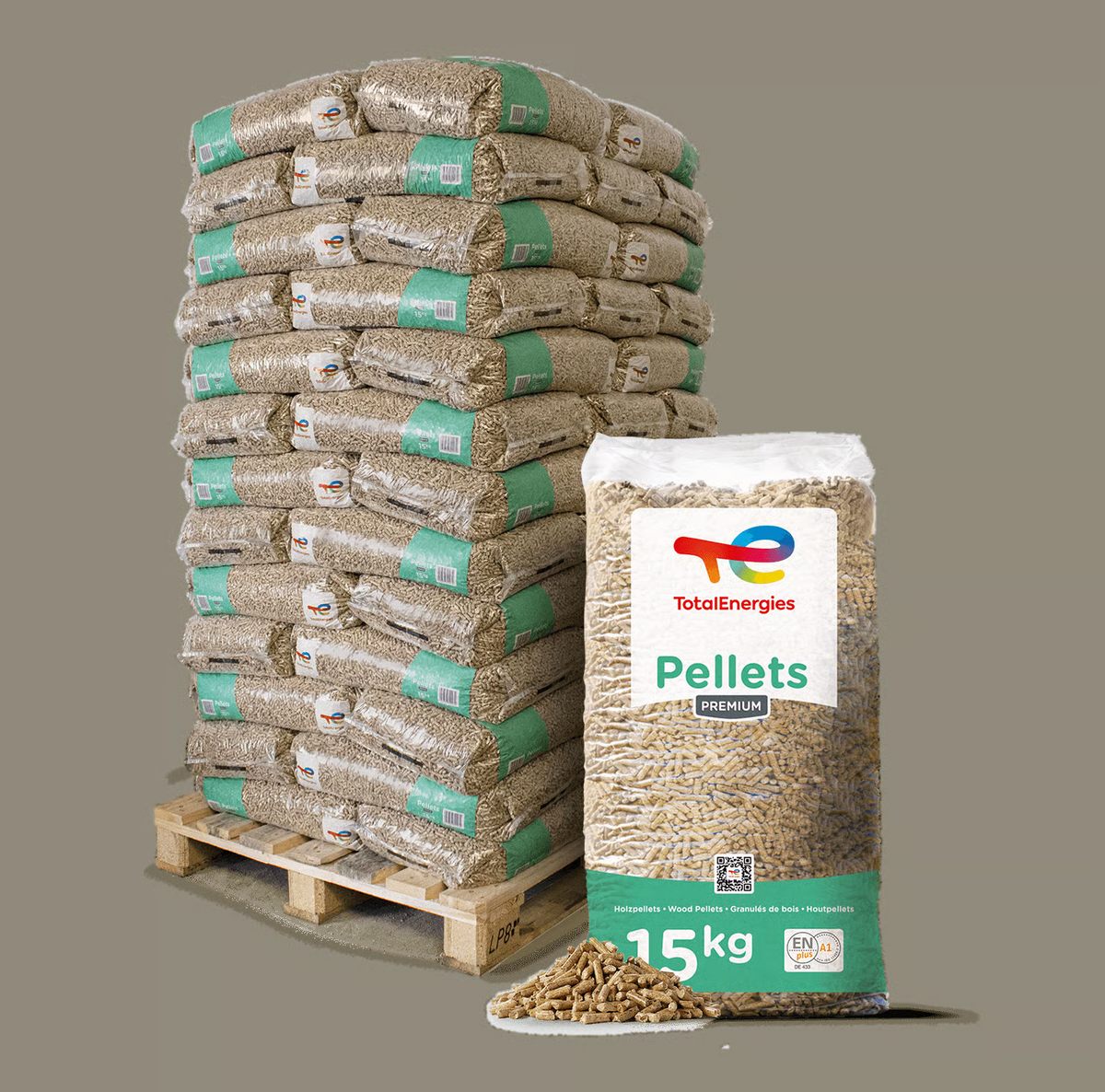 TotalEnergies Holzpellets Premium – 975 kg (65 × 15 kg Säcke)